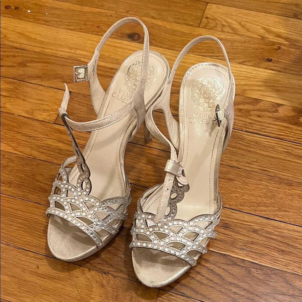 Vince Camuto Women's Beige Strappy Heels